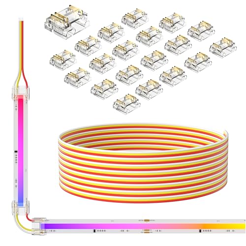PAUTIX 12mm Connectors for 3-Pin RGB Smart IC COB LED Strip Lights Jumper Connection,20pcs Strip to...