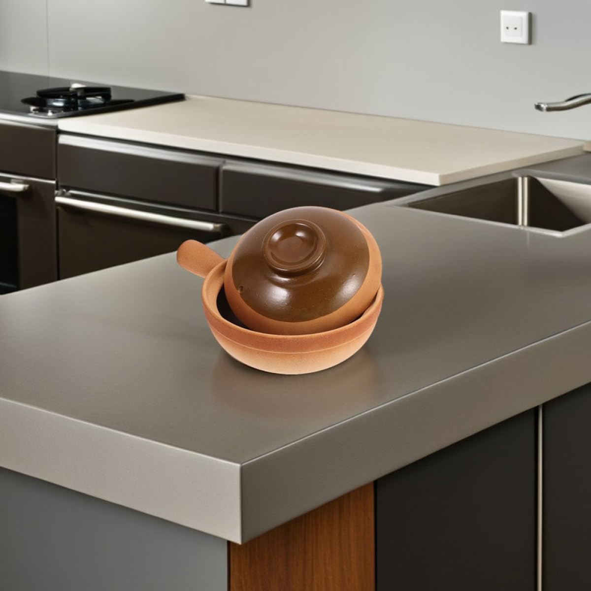 Pentola di Terracotta Asiatica da Cucina 600 Ml Coperchio, Vaso per Zuppa Coreana e Cottura del Riso, Portatile e Riscaldamento Uniforme per Casa e Viaggio