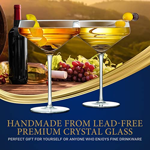 2 Sets Of Crystal Martini Glass, Ultra Clear, Elegant Crystal Clear Wine Glass Pair, 100% Hand Blown, Dishwasher Safe, Great For Dinner, Parties, Wedding, And Elegant Occasions #TOP1