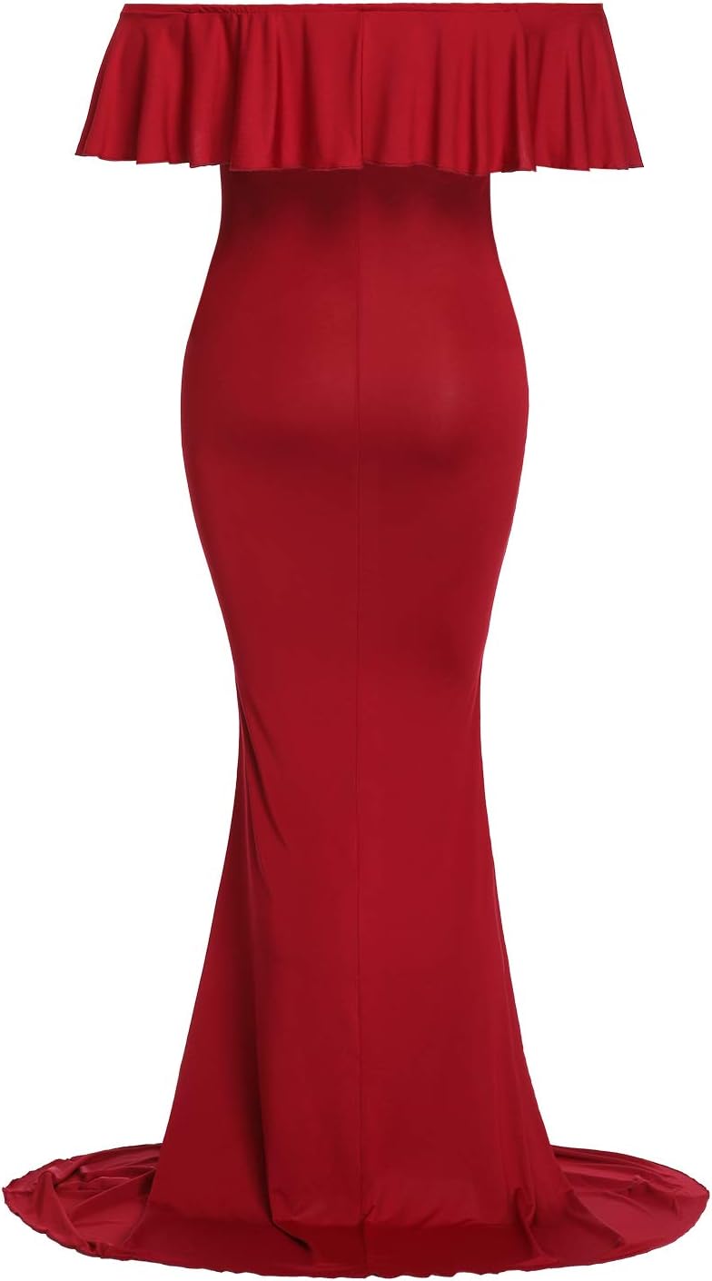 Mommy Jennie Long Maternity Dress for Photoshoot Stretchy Pregnancy Ruffle Maxi Photography Dress for Baby Shower - Image 5