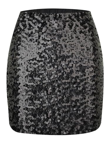 Sequin Skirt Women's Party Stretchy Sparkle Glitter Mini Skirt for Club Night Out