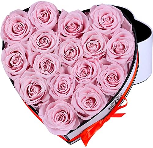 Graclect 16 Red Roses In Heart-Shaped Box - Eternal Preserved Roses Gift For Valentine's, Anniversary, Her