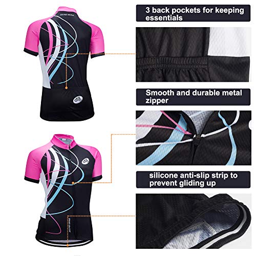 Women's Short Sleeve Breathable Cycling Jersey, Quick-Dry Biking Shirt Biking Cycle Tops Racing Bicycle Clothes - Image 5
