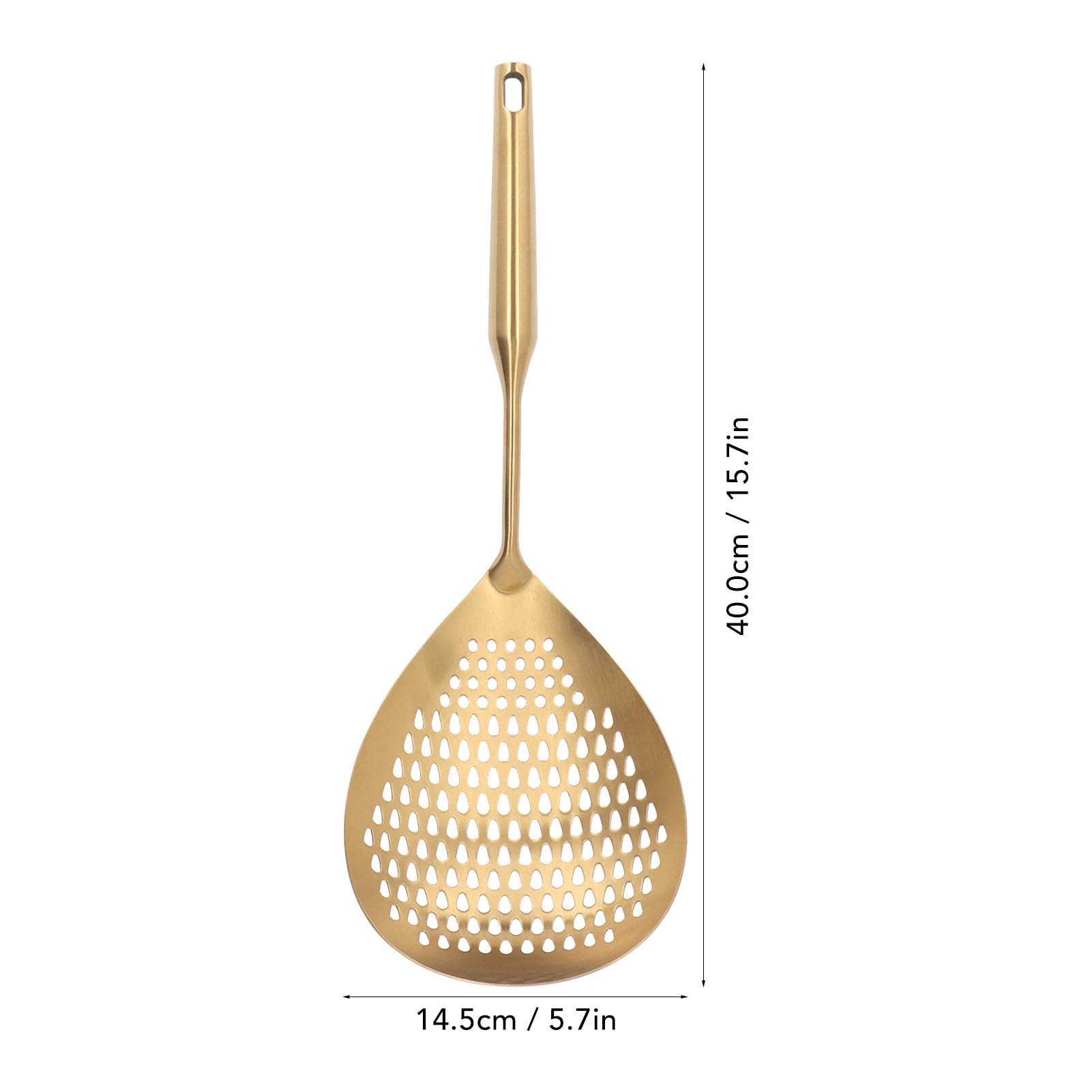 Atyhao Skimmer Ladle, Kitchen Strainer 304 Stainless Steel Food Grade Long Handle Large Skimmer Spoon for Kitchen(Gold)