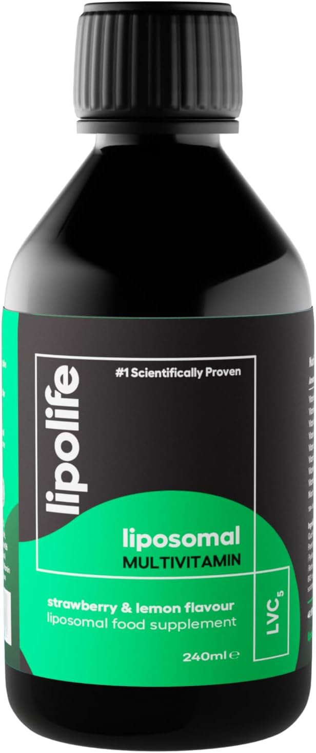 lipolife Liposomal Vegan Multivitamin | Higher Absorption, Scientifically Proven | Advanced Formula. Strawberry and Lemon Flavour. 240ml. for Your Family’s Immune Health.