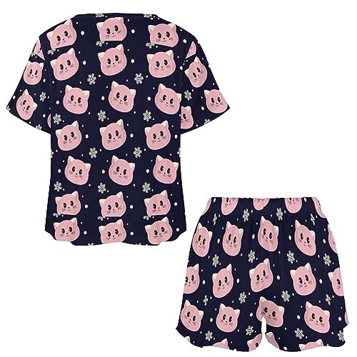 Women's Short Pajama Sets 2 Piece Shorts Sleepwear Loungewear Tops Teen Girl4