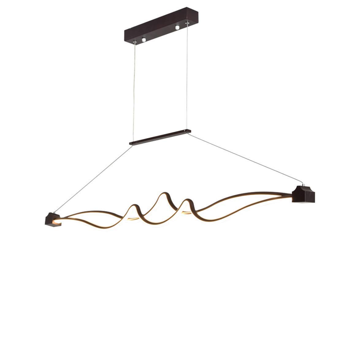 LED 45W Dimmable Pendant Lamp with Remote Control Height Adjustable Aluminum Acrylic Large Chandelier Creative Brown Curve Modern Hanging Lamp for Dining Table Living Room Kitchen Decorated Lighting