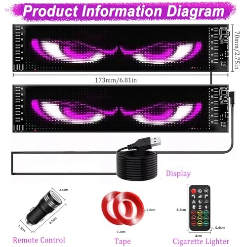 Luces LED para coche de 70x173 mm con pantalla programable para texto y graffiti 2