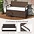 RELAX4LIFE Wicker Outdoor Storage Bench - Rattan Deck Box w/Protective Liner for Patio Furniture Pillows, Pool Supplies & Garden Tools, Porch Loveseat with Seat Cushion, Acacia Wood Armrests