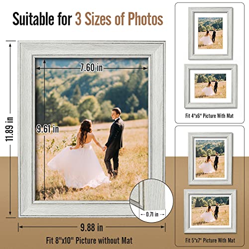 8X10 Real Glass Picture Frame Set Of 4 With 2 Mats, 4X6 And 5X7 With Mat Or 8X10 Without Mat For Wall Hanging Or Tabletop Display Retro Rustic Farmhouse Matted Bulk Photo Frame Home Office Decor #TOP3