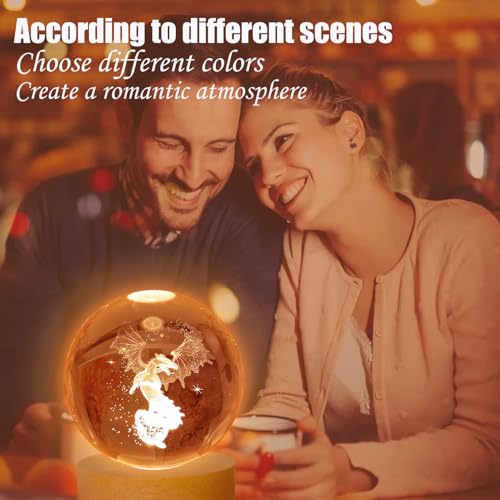 Dragon Lamp, 3.15in 16 Colors Crystal Ball Night Light with Wooden Base and Remote Control, Birthday Gift and Dragon Gifts for Women Men Kids (Dragon) - Image 5