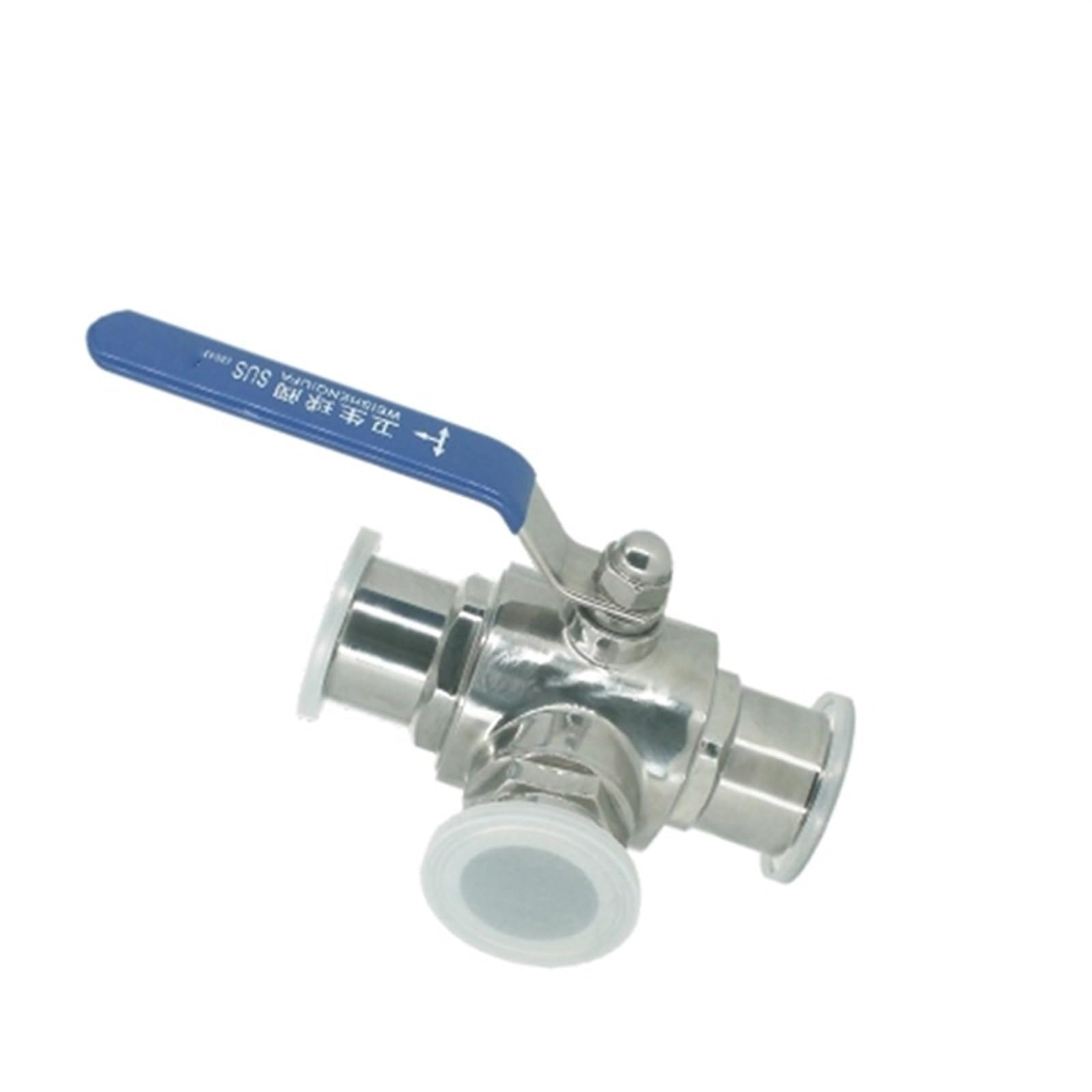 63 mm Sanitär-Kugelhahn aus Edelstahl 304, 3-Wege-Tri-Clamp-Ferrule-Typ, 1 Stück (Color : L Type, Size : 63mm)
