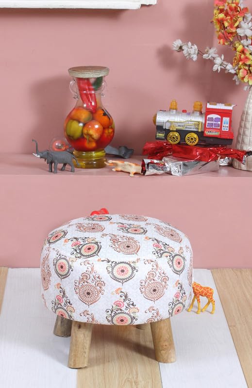 Basket Villa Ottoman Kids pouffe Small Stool for Baby Chair Study Table Stool for Kids Room Baby Sofa Stepstool Children Cartoon Wooden Stools, 14x11 Inch, More Pankh-image-9