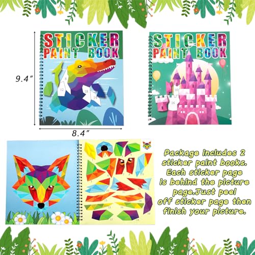 Image of 90shine 2PCS Sticker Books for Kids Ages 4-8 Multicolored Magic Themed Designs Party Gift Create 22 Pictures