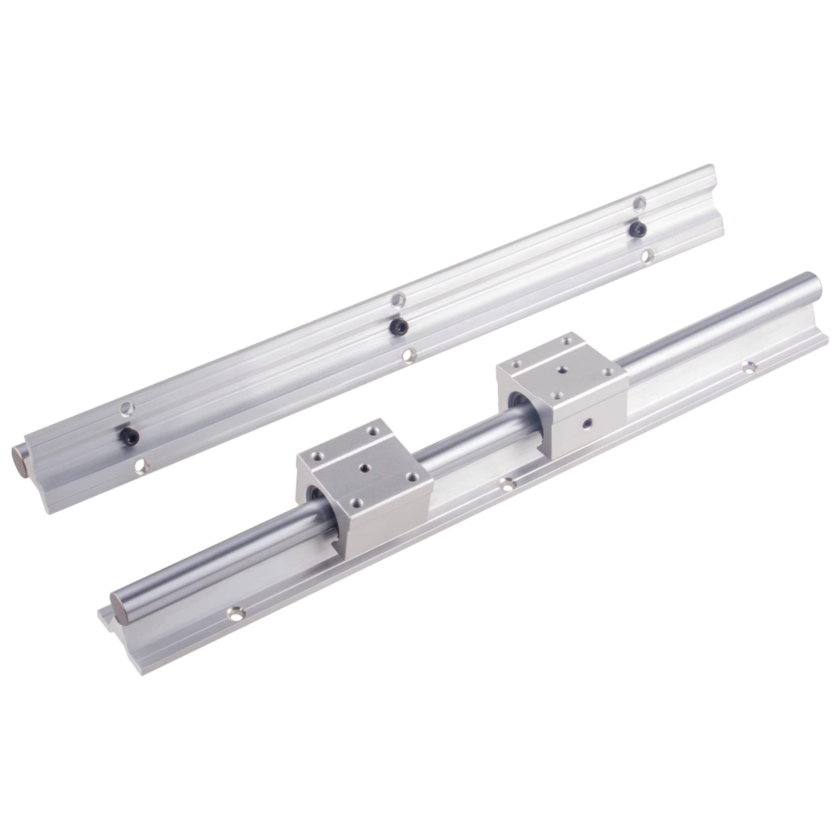 Linearführungsschienen-Set,2 Stück Ø16mm 500mm Linearschiene Horizontale + 4x SCS16UU Gleitblöcke + 8x SK16 Halterung,2x SBR16-500mm Linearführung mit 4x SBR16UU Schiebeblock für CNC