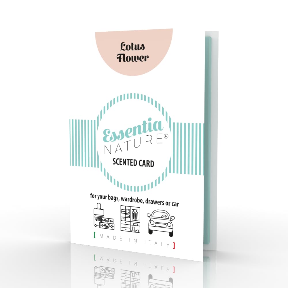 ESSENTIA Card Profumate in Silicone, Ideali per Profumare Armadi, Cassetti, Borse, Auto (Fragranza Fior di Loto, confezione da 5)