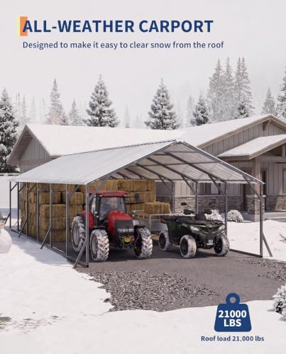 Image of GarveeLife 20'X30'x12' Metal Carport for Multiple Vehicles, Steel Car Ports | Vertical Roof Design / for All-Weather / for Full-Size Pickup Trucks, Boats, and Tractors
