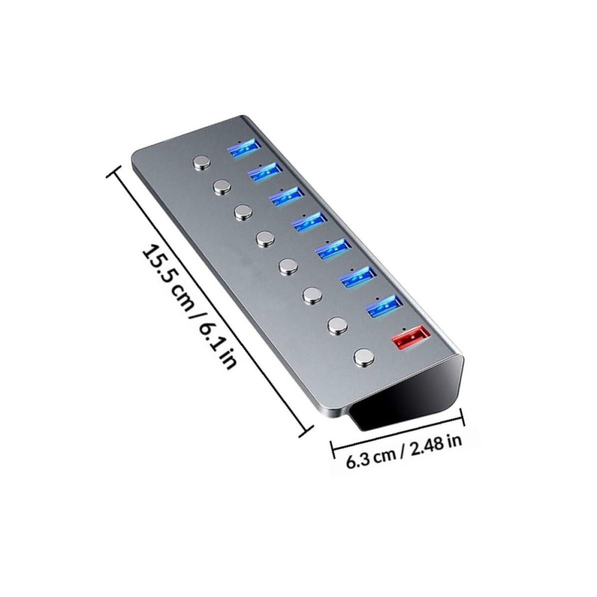 Hub USB 3.0 a 7 Porte 1 Porta di Ricarica, Lega di Alluminio