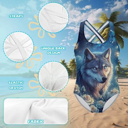 Girls One Piece Swimsuits Cross Back Straps Bathing Suit Beach Swim Suit Swimwear 5-14 Y3