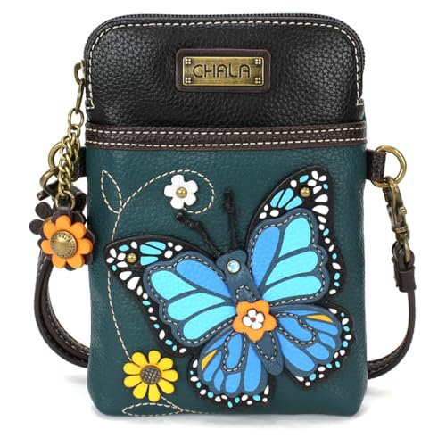 Image of CHALA Garden Animal Collection Cell Phone Crossbody Purse-Women PU Leather /Canvas Multicolor Handbag with Adjustable Strap