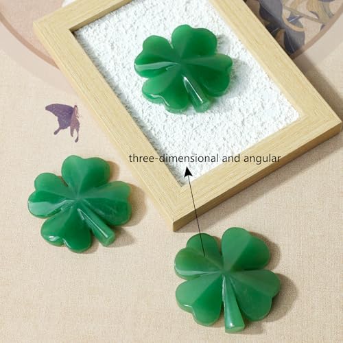 Image of Runyangshi Natural Crystal Green Aventurine Four Leaf Clover Healing Stone Sculpture Hand-Carved Crafts Symbolizes Love Health Glory Riches Reiki Gemstone Home Decor Gift (Upgraded Version)