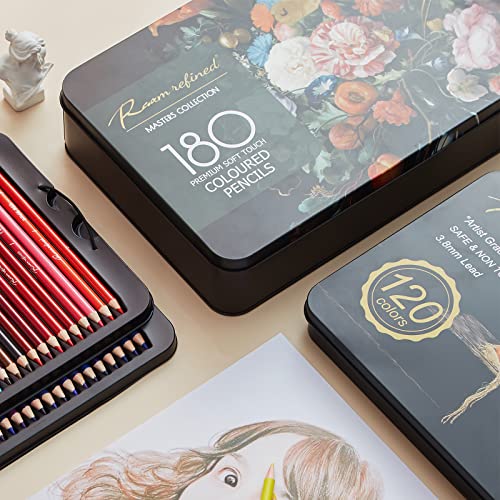 Raam Refined 180 Premium Colored Pencils For Adult Coloring,Artist Soft Series Lead Cores With Vibrant Colors, Drawing Pencils, Art Pencils, Coloring Pencils For Adults And Kids(3.8Mm Lead Core) #TOP1