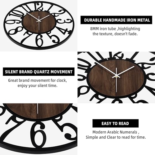 30 Modern Wood-Faced Metal Wall Clock