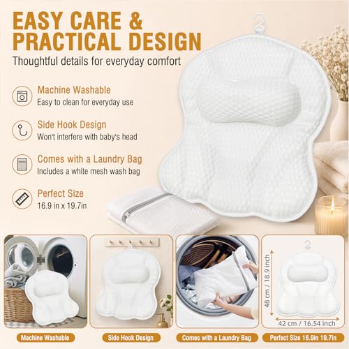 Image of SZXYX Bath Pillows for Tub,Ergonomic Bathtub Spa Bath Pillow 5D Air Mesh Bathtub Headrest with Neck & Back Support Suitable for All Bathtubs, Hot Tubs, and Home Spa Baths