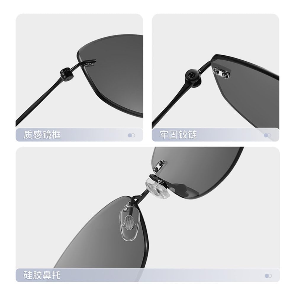Gafas de sol polarizadas UV400 de nailon de alta definición, sin montura de titanio ultraligero, para mujer, ideales para viajes al aire libre, fotografía callejera, conducción y protección solar.