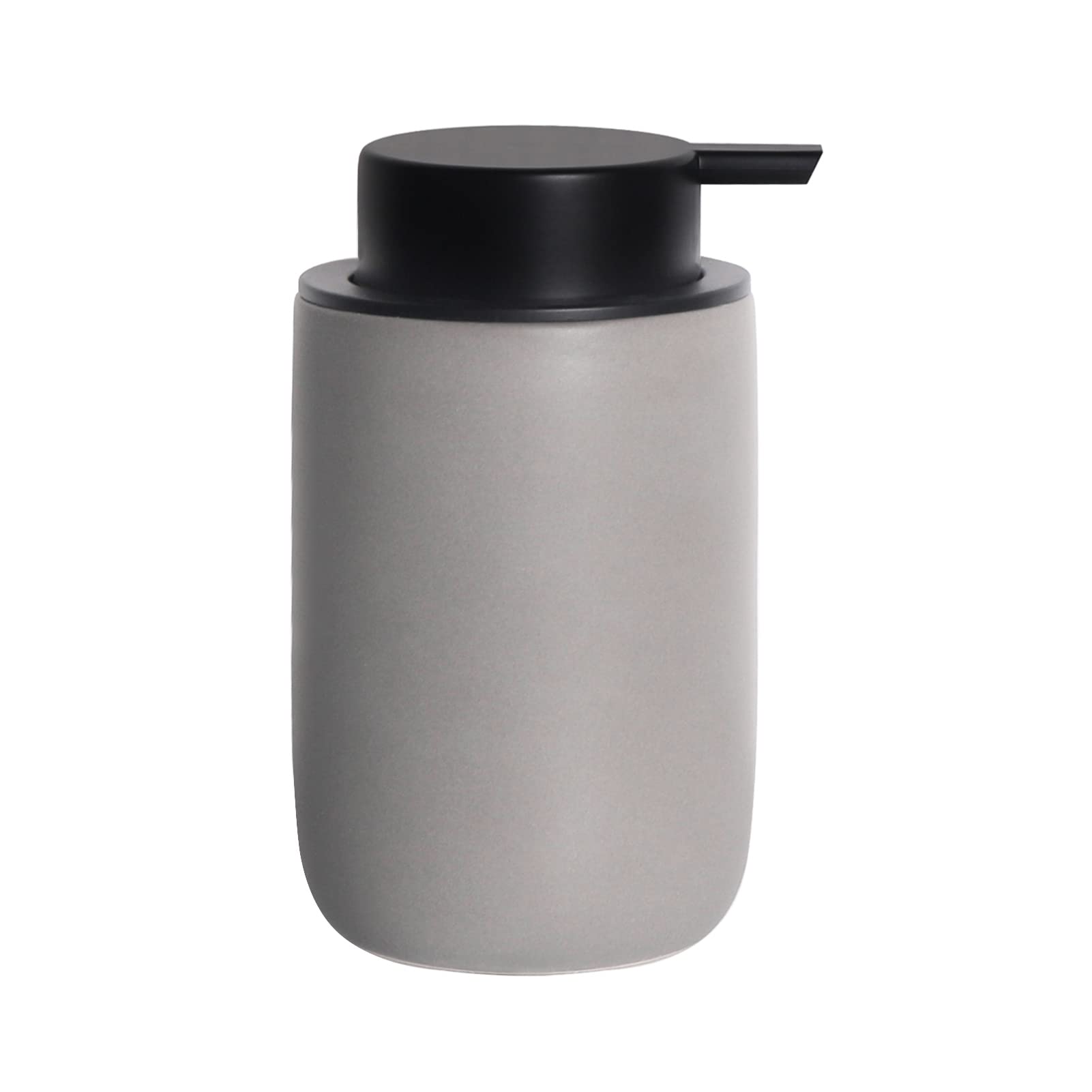 LKFDTW 9 Oz/260ML Ceramic Soap Dispenser, Matte Hand Liquid Bottles with Plastic Pump, Refillable Dish Lotion Jar Dispensing for Bathroom Countertop & Kitchen Sink (Grey)