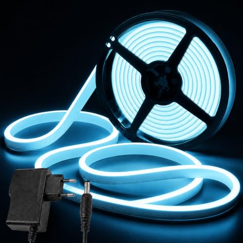 Image of HEADLY 16.4 Feet LED Neon Strip Lights, with 12V Adapter, Waterproof IP65, Silicone Flexible Rope Light for Home Wall Decor | Neon Lights | 5 Meter |