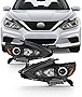 AKKON - For 2016 2017 2018 Altima Projector Headlight Black Housing Clear Lens Full Set Driver + Passenger Pair