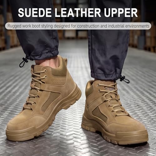 Image of Steel Toe Boots for Men Puncture Resistant Work Shoes for Construction