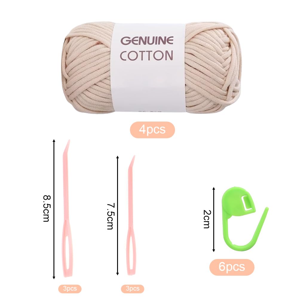 RANJIMA Donkerbruin garen, 4 stuks, eenvoudig garen, haakgaren voor beginners, goed zichtbaar breien, voor haken met haakaccessoires, haakgaren, katoengaren, nylon voor kleding