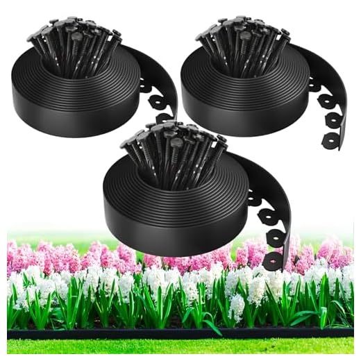100ft,1.5in Tall Landscape Edging Kit with 150 Spikes, No-Dig Flexible Plastic Edge Border for Landscaping, Lawn, Garden, Flower Beds, Yard, Paver, Playground, Fence, Pathway, Black,3pack, 33ft Each