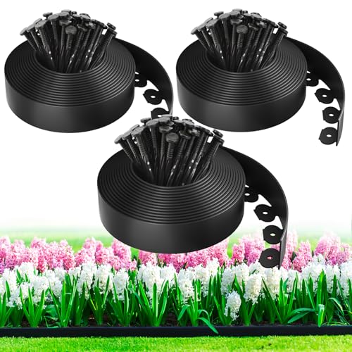 100ft,1.5in Tall Landscape Edging Kit with 150 Spikes, No-Dig Flexible Plastic Edge Border...