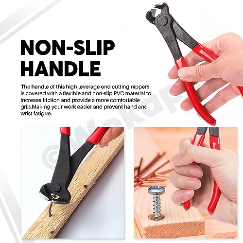 Wokape 1Pcs 7 Inch Red Steel Nail Puller, End Cutting Pliers, Nail Remover, Nippers Tack Puller, Carpenter Pincer, End Cutting Nippers with Non-slip Handle for Cutting or Pulling Nails and Wires - Image 5