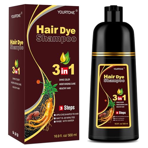 Dark Brown Hair Dye Shampoo 3 in 1 for Gray Hair Coverage, Hair Color Shampoo for Women Men, Herbal Ingredients Champu Para Pintar el Cabello (16.9 Oz)