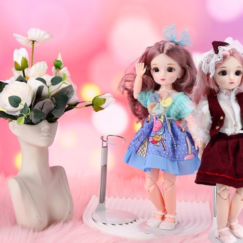 Image of Yaocom 24 Pcs Doll Stands Adjustable Action Figure Stands with Expandable Waist Wire for 8 inch-12 inch Dolls Action Figure (White, Silver)