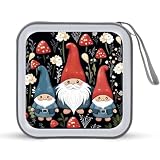 LZQPOEAS Carino Gnomes CD Case 40 Capacità CD/DVD Holder Portatile Cerniera CD Holder Grande Storage Disc Wallet Bag Hard Plastic DVD Disc Case Wallet Disc Storage Binder per auto