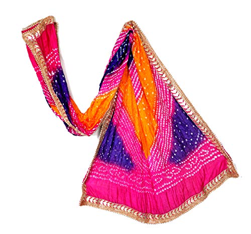 Bandhani Dupatta Women's Tie & Dye long Veil scarves Hijab Stole Sarong Party Wear