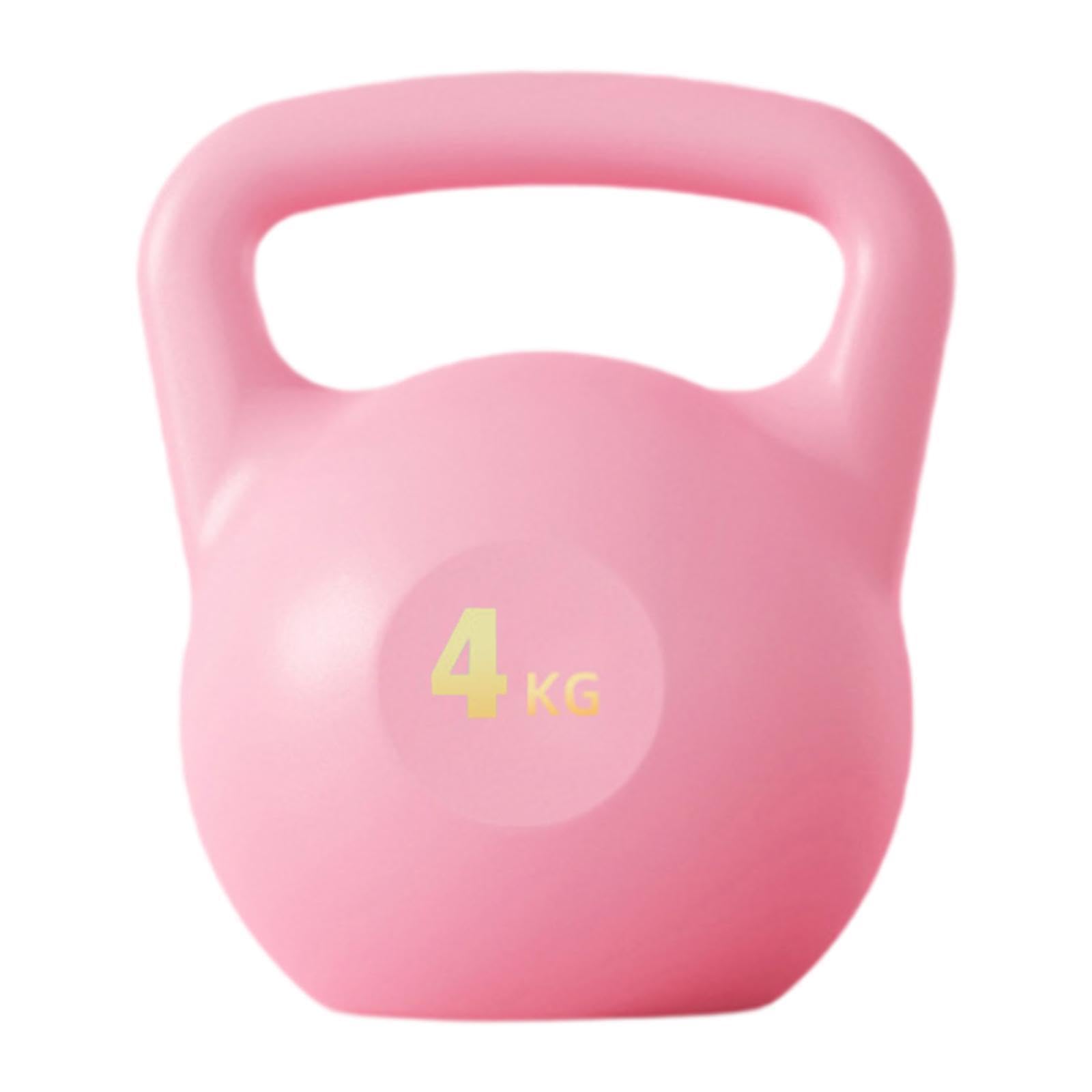 Kettlebell Rellenable de Agua Mancuerna Entrenamiento Cuerpo Completo Mango Seguro Recubrimiento de Silicona Material PE Adecuado para Gimnasio, Rosa 4kg