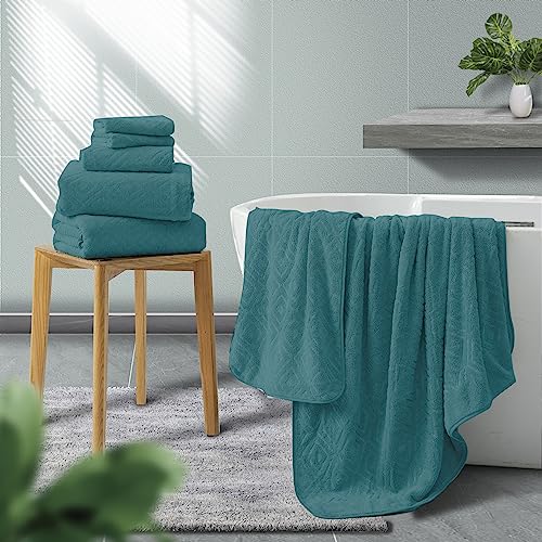 Toallas de baño extragrandes CHINO de microfibra turquesa superabsorbentes 6