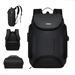 Mochila Antifurto Masculina Impermeável com Cadeado USB Reforçada para Notebook 15" – Ótima para Quem Anda de Moto ou Toma Chuva, Resistente, Elegante, Design Moderno para Trabalho, Viagem, 40L