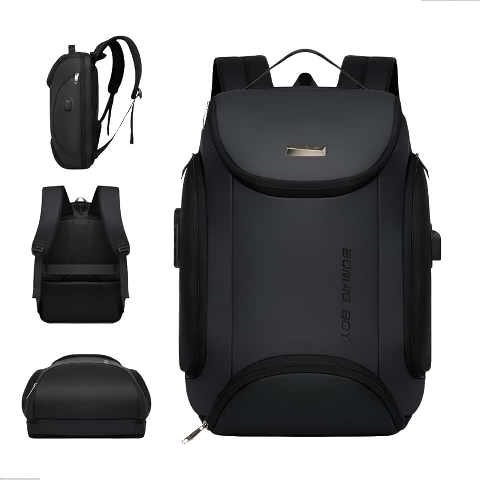 Mochila Antifurto Masculina Impermeável com Cadeado USB Reforçada para Notebook 15" – Ótima para Quem Anda de Moto ou Toma Chuva, Resistente, Elegante, Design Moderno para Trabalho, Viagem, 40L