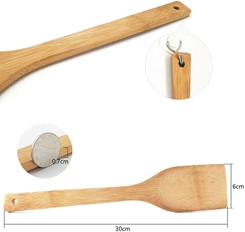 Miniatura 4 de Utensilios de bambú de madera de cocina espátula cuchara pala cocina herramientas saludables 2pcs