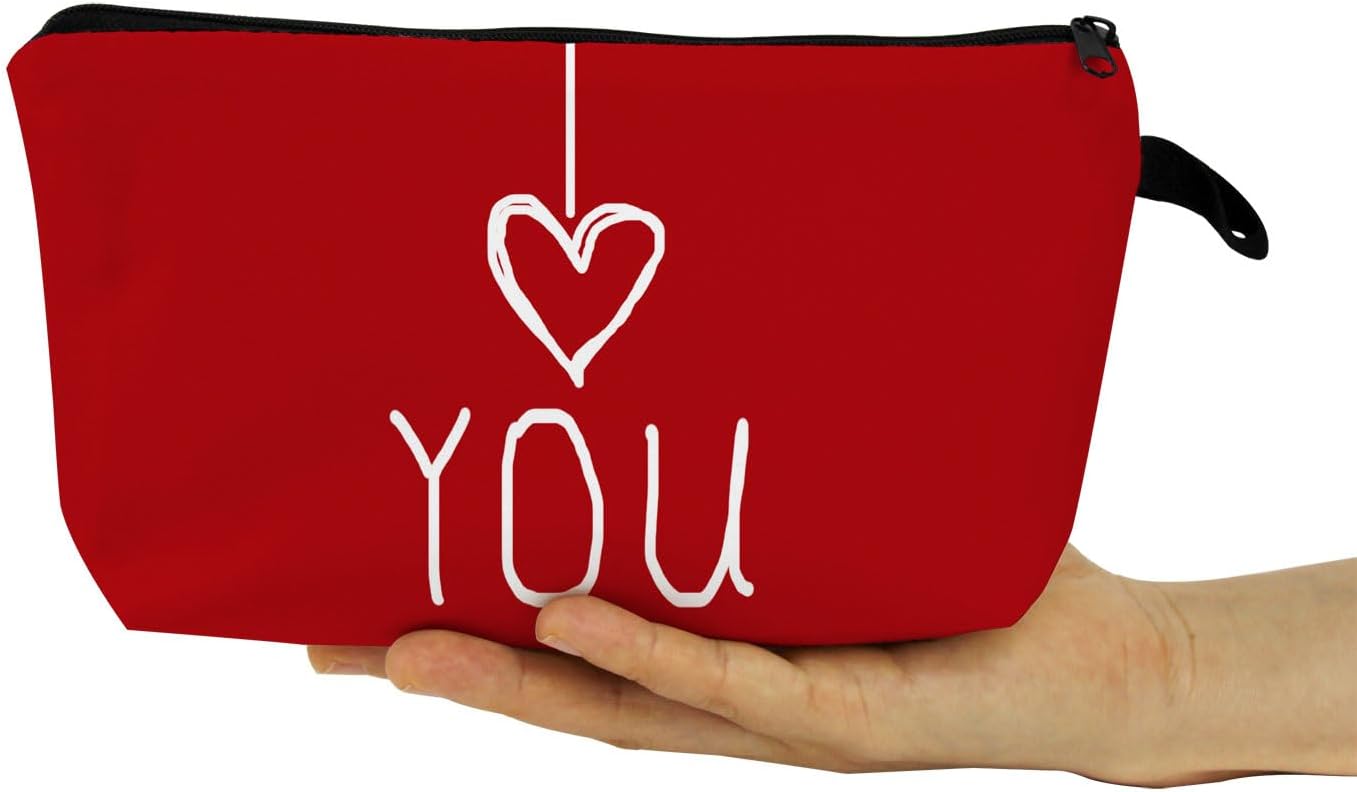 I Love You Print Small Cosmetic Bag image 4