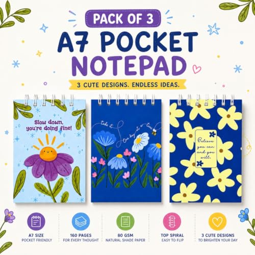 Image of A7 Pocket Notepad, Pack of 3, 160 Pages, Hardcover (Fall)