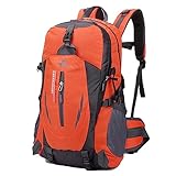 [Raijoda] リュック 登山 バックパック 35L メンズ 防水 アウトドア バッグ ザック 大容量 ハイドレーション 耐久性 多機能 超軽量 収納性 リュックサック ハイキング 防災 キャンプ 旅行 花見 遠足 レインカバー付き (styles_オレンジ)