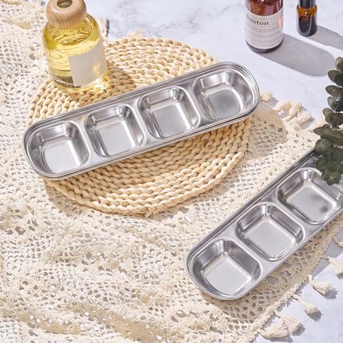 Image of 4 Pcs Esthetician Bowls Face Mask Tray Esthetician Supplies Stainless Steel Compartment Serving Tray Women Skincare Products Facial Bowl for Spa Salon Aesthetician Beauty, Nail Art (Silvery,Large)